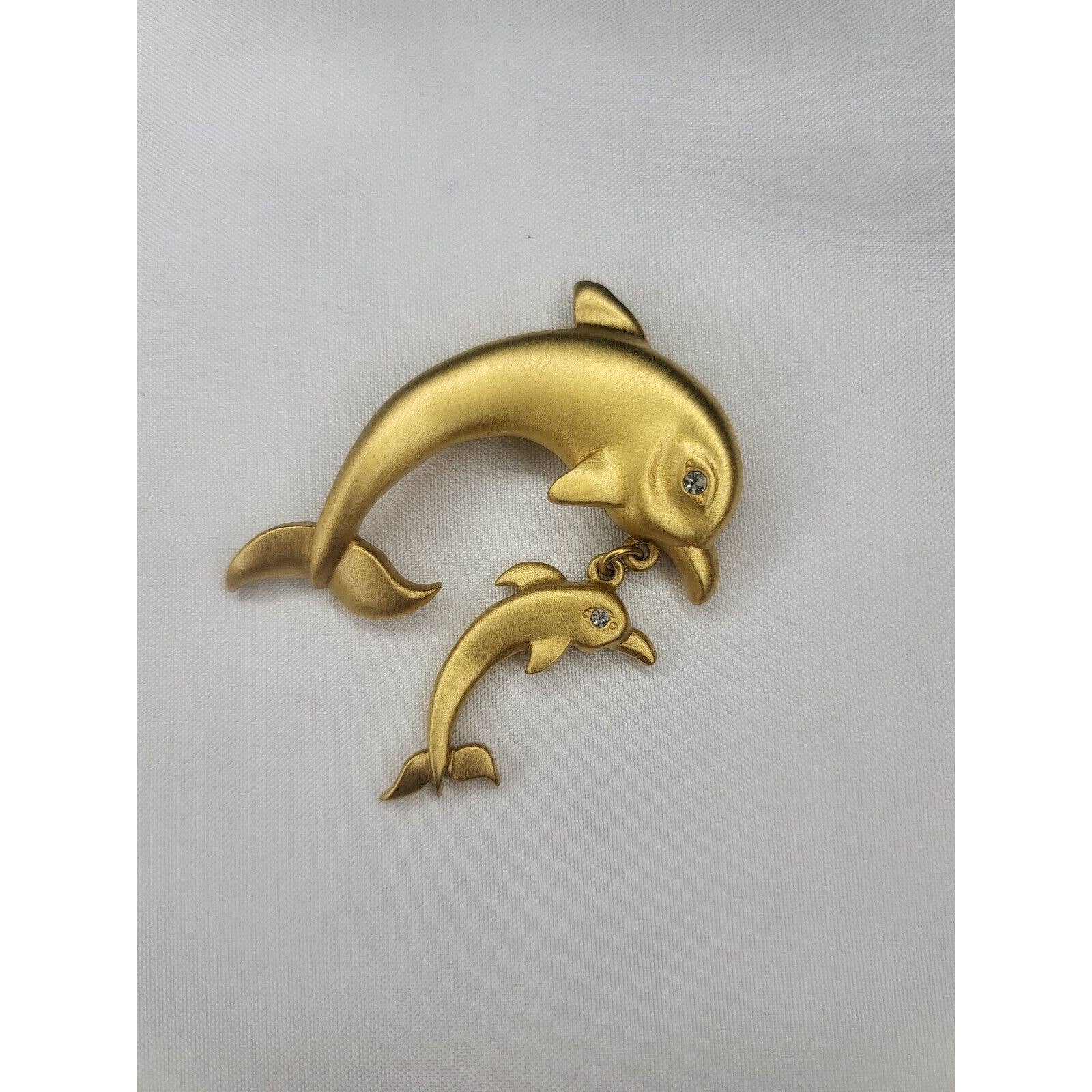 Vintage Gold Tone Dolphin Duet Gold Tone Pin